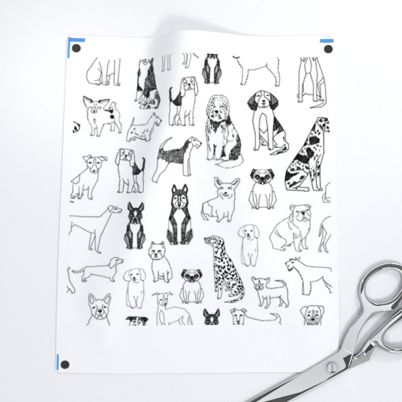 Black White Dogs Ink Drawing Dalmatian Labrador Retriever Terrier St Bernard Dog Breeds Custom Pre-pasted Wallpaper by Spoonflower Pre-Pasted Wallpaper 2FT Wide